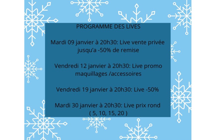 Programme des lives pour janvier
