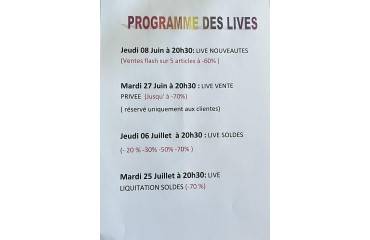 Programmes des lives